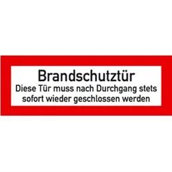 Aufkleber Brandschutztür Diese Tür muss nach Durchgang ..., Folie, 210x74 mm
