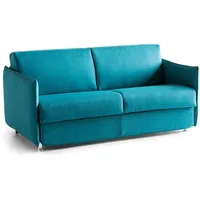Dmora - 2-sitzer Schlafsofa Trissino, Schlafsofa Fürs Wohnzimmer, Gepolstert, Abnehmbar, 100 % Made In Italy-qualität, 180x95 H90 Cm, Hellblau
