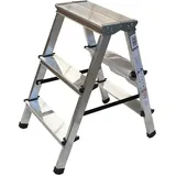 Vago-Tools Zweiseitige Haushaltsleiter 2x3 Stufen Trittleiter