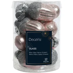 12 Glas Eicheln 4cm Christbaumschmuck Weihnachtskugeln Zapfen Nüsse hellrosa