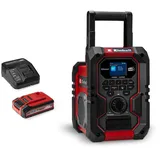 Einhell Akku-Radio TE-CR 18 Li (1x 4,0 Ah PLUS) Baustellenradio (Digitalradio (DAB), FM-Tuner, FM-Tuner mit RDS, Inkl. Akku und Ladegerät) rot|schwarz