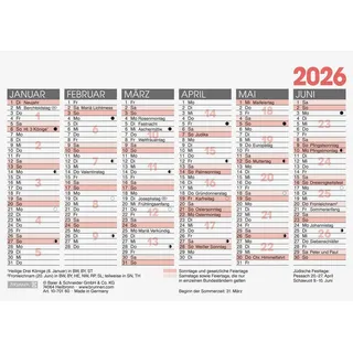 Brunnen Tafelkalender A6quer 2026
