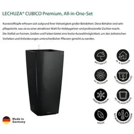 LECHUZA Cubico 22 Komplettset 22 x 22 x 41 cm schwarz hochglanz