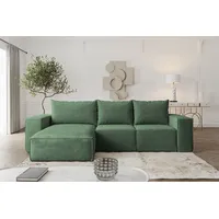 Fun Möbel Ecksofa Sofa mit Schlaffunktion ESTELLE in Stoff Abriamo Grün Ottomane Links