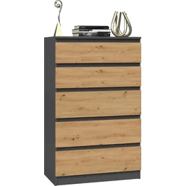 Top e shop Topeshop M5 ANTRACYT/ARTISAN Kommode - Grau/Braun