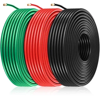 Fahrzeugleitung 2,5 mm2 Set,5m x 3 Farben FLRY-B KFZ Kabel Litze,PVC Kupferkabel Auto Kabel Fly Batteriekabel Stromkabel KFZ Leitung Fahrzeugleitung-Rot&Schwarz&Grün je Farbe EIN 5m Ring