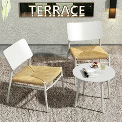 Merax Gartenmöbel-Set 2-Sitzer, Sitzgarnitur aus Aluminium, Kissen aus PE-Rattan-Stroh, UV-Schutz, wasserdicht , Beige