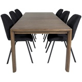 ebuy24 SliderOS Essgruppe Esstisch Ausziehbarer Tisch Länge cm 170 / 250 rauchig Eiche und 6 Gemma Esszimmerstühle schwarz.