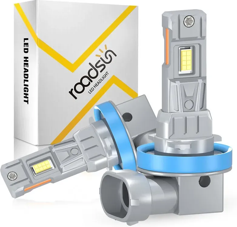 Roadsun H11/H9/H8 LED-Scheinwerfer-Upgrade, 800 % Helligkeitssteigerung, H11 LED-Nebelscheinwerfer, 1:1-Ersatz für Autos, Lastwagen und SUVs, 3-minütige schnelle Installation
