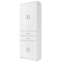 Stella Trading OFFICE LINE Aktenschrank in Weiß - Hoher Büroschrank mit 4 Türen - Modernes Büromöbel Komplettset - 79 x 220 x 35 cm (B/H/T)