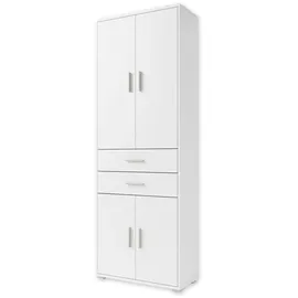 Stella Trading OFFICE LINE Aktenschrank in Weiß - Hoher Büroschrank mit 4 Türen - Modernes Büromöbel Komplettset - 79 x 220 x 35 cm (B/H/T)