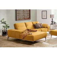 W.SCHILLIG Ecksofa run, Designsofa mit tollem Sitzkomfort, bequem, L-Form, mit Holzsockel, Füße in Bronze pulverbeschichtet, Breite 279 cm gelb