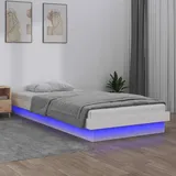 vidaXL Massivholzbett mit LED Weiß 90x200 cm