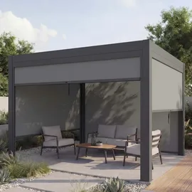 Mendler Pergola MCW-L46 mit Seitenwand Anthrazit 10 cm Alu-Gestell 3 x 3 m