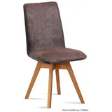 58 aufm Kessel Esszimmerstuhl Küchenstuhl drehbar (2er-Set) Donni 47x92x60 Eiche geölt/Marsala (Lieferung bis Verwendungsstelle, 4 St), Stabiles Gestell aus Massivholz pflegeleichter Bezug aus Microfaser braun