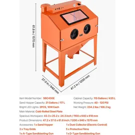 Vevor Sandstrahlkabine Stahl 435 L beige/orange