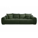 luma-home schönes für dein zuhause Big Sofa XXL B306/T134/H86 cm, bequeme Lounge Couch mit hochwertiger Federkernpolsterung, viele Kissen, Liegefläche 120 cm x 240 cm, modischer Cordstoff-Bezug in Grün