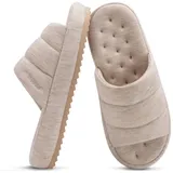 KuaiLu Hausschuhe für Männer Baumwollmischung Stoff Warme Slides Hausschuh Comfy Arch Support Innen Außen Haus Slipper Schuhe Bequem Slip-on Leichte Dicke Kissen Mann Scuff Pantoffeln, Beige 47 - 47 EU
