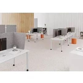 Hammerbacher Akustik-Tischtrennwand, grau 143,5/136,0 x 60,5 cm, 1 St.