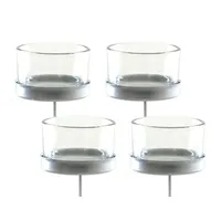 Spetebo Teelichthalter 4er Set Glas/Metall Silber