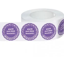 Dreifke® Prüfplakette gepr.n. DGUV Vorschrift 3 28-33, violett, Dokumentenfolie, Ø20mm, 500 Stk.