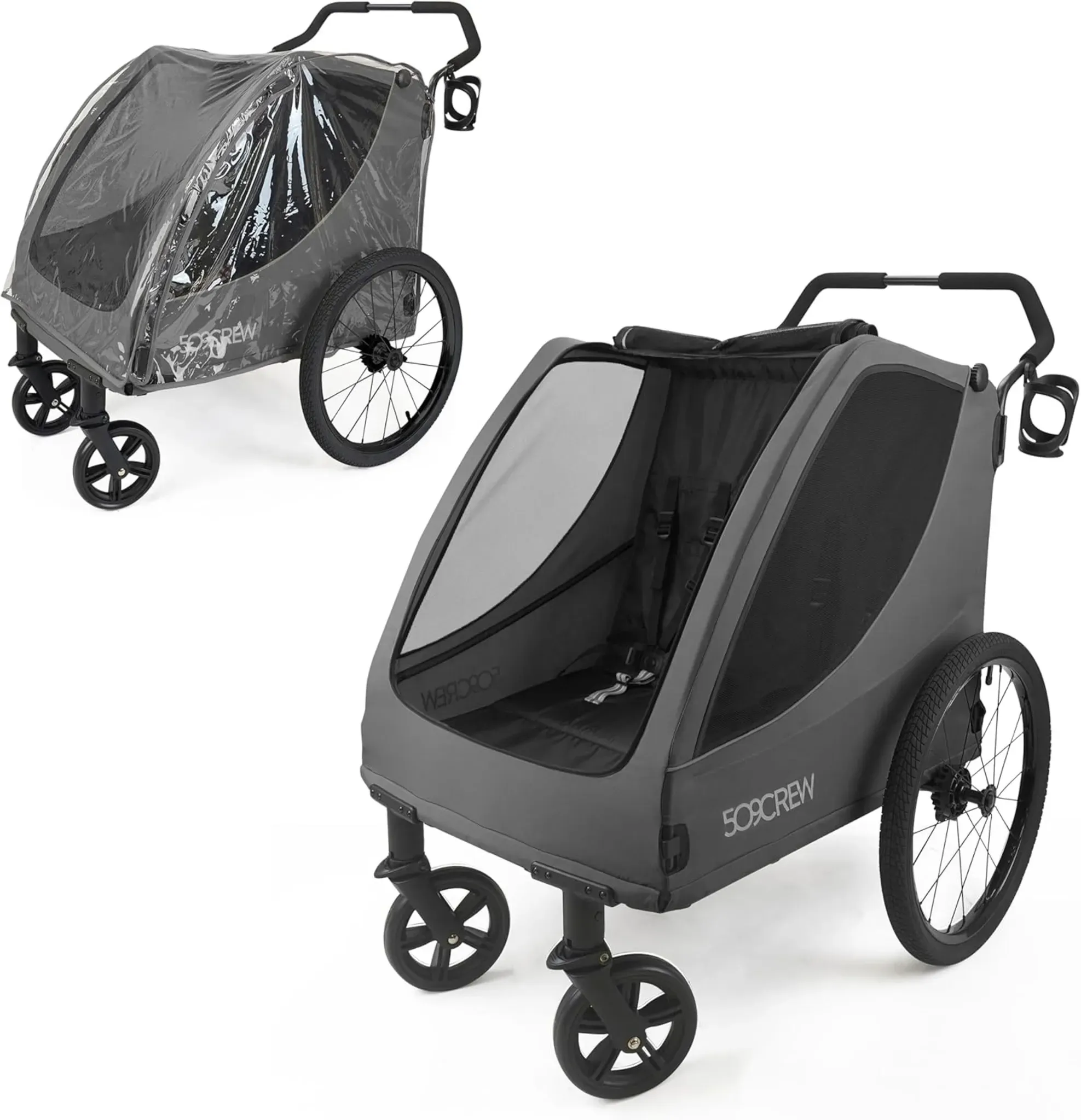 Bollerwagen Kinder 509 Trekker II für 2 Kinder in Grau robust
