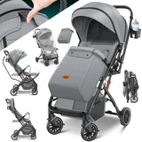 Kidiz KIDIZ® Kinderwagen Kinderbuggy klappbar Liegebuggy Sportwagen Faltbar 360° Räder 5-Punkt Gurt Inkl. Fußsack, Getränkehalter, Regenabdeckung & Moskitonetz verstellbare Rückenlehne & Sonnenverdeck