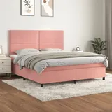 vidaXL Boxspringbett mit Matratze Rosa 180x200 cm Samt