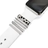 5 Stücke Edelstahl Dekorative Ringschlaufen Schmuck Uhrenarmband Zubehör Charms Kompatibel für Apple Watch Silikonbänder Charms für Galaxy Uhrenarmband Passend für alle Uhrenarmbänder