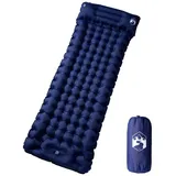 vidaXL Selbstaufblasende Isomatte mit Kissen Marineblau