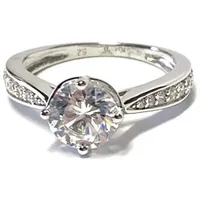 Edelschmiede925 Silberring Ring 925 Silber rhodiniert Zirkonia Verlobungsring Antragsring #52