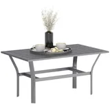 Outsunny Beistelltisch Metall Balkontisch mit Lamellendesign wetterfest Kaffeetisch Gartentisch pflegeleicht Sofatisch Outdoor Tisch für Balkon Garten