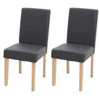 Mendler 2er-Set Esszimmerstuhl Stuhl Küchenstuhl Littau ~ Kunstleder, grau