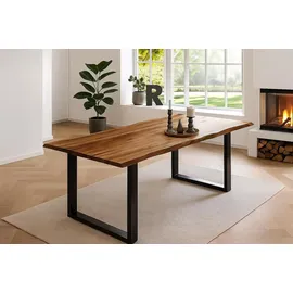 SAM Outillage Esstisch Baumkante Massiv Akazie natur 140 x 80 schwarz Noah