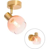 QAZQA - Art Deco Strahler Gold mit rosa Glas - Vidro
