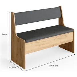 Vicco Roman eiche 107cm Sitzbank mit Truhe Esszimmerbank für Esstisch