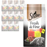 Sheba Délice Du Jour Nassfutter für Katzen mit Rindfleisch und Hühnchen in Sauce, 12 Packungen mit je 6 Beuteln x 50 g, insgesamt 3600 g