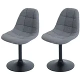 Mendler 2er-Set Esszimmerstuhl HWC-A60, Küchenstuhl Stuhl Drehstuhl, Stahl Stoff/Textil Bouclé (450g/m2) ~ dunkelgrau