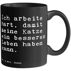Mr. & Mrs. Panda Tasse Ich arbeite hart, damit… – Schwarz – Geschenk, Spruch, Kaffeetasse, Keramik Schwarz schwarz