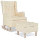 vidaXL Schaukelsessel mit Hocker Polyester 91 x 100 x 91 cm Creme
