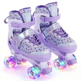 TOMSHOO Meerjungfrau Rollschuhe Kinder, Rollschuhe Mädchen Verstellbar, Kinder Rollschuhe mit 8 LED-Rädern und 4 Größen verstellbar, Sicher und Unterhaltsam, Rollschuhe für Mädchen, Anfänger