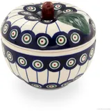 Polmedia Polish Pottery Bunzlauer Keramik Apfel-Bräter Bratapfelbräter mit Deckel Ø12,6 cm H11,6 cm Dekor 8