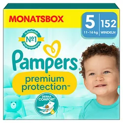 Pampers® Windeln Monatsbox premium protectionTM Größe Gr.5 (11-16 kg) für Babys und Kleinkinder (4-18 Monate), 152 St.