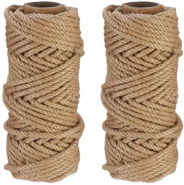 Relaxdays Juteschnur 6 mm x 30 m 2er Set Hellbraun