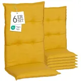 Beo Gartenstuhlauflagen Hochlehner 4er Set Barcelona | Made in EU nach Öko-Tex Standard | Hochlehner Auflagen waschbar | Atmungsaktive Stuhlauflagen Hochlehner mit Blumen in Hell-Blau