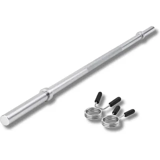 Lisaro Langhantel-Stange mit Schnell-Federverschlüssen 120/160/182 cm - Standardnorm gerändelt und verchromt | Scheibenaufnahme Ø 30 mm | Profi Langhantel (120)