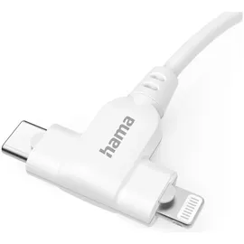 Hama Ladekabel 2-in-1, USB-C - USB-C oder Lightning, MFI, 1,5 m, Weiß