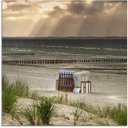 Glasbild ARTLAND "Schwarzer Busch Strand auf Insel Poel", beige (farbe bild(er): naturfarben), B:20cm H:20cm, Bilder