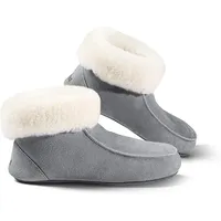 Fellhof handgemachter Hüttenpatschen aus Lammfell Hausschuh Damen Herren Unisex gefüttert Winter-Sommer Hausschuhe Naturprodukt atmungsaktiv (Blue Grey Gr. 39) - 39 EU