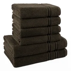 Handtuch Set HAMMETEX "6-teiliges Handtuch Set, 100% Baumwolle, Weich & Saugstark", braun, 6 tlg., Frottier, Obermaterial: 100% Baumwolle, Handtuch-Sets, mit Bordüre, einfarbig, weich